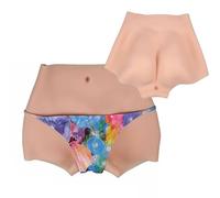 Adima Crossdressing Silicone Fake Vagina Pants Hip Enhancer Shaper Push Up Panty Men's Hiding Gaff Boxer Briefs for Drag Queen,Natrual,S