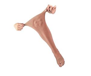 Adima Realistic Silicone Men Leg Gloves Prosthetic Artificia Feet Sleeve with Knees Leg Cover Hide Scar Skin for Transvestite,Ivory,right