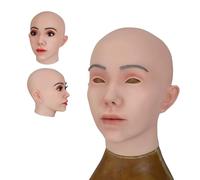 Adima Silicone Female Mask Full Soft Face Can Make up Mask Handmade Beauty Mask Realistic Adults Headgear for Halloween,asian yellow,Type 1