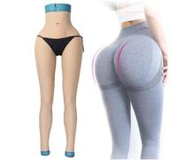 Adima Silicone Pants Hip Enhancer Ankle Legging Panties Pluggable Fake Butt Shapewear for Crossdressers Drag Queen,Wheat colored,Upgrade
