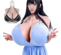 Adima Super Huge Silicone Breast Forms High Collar Fake Boobs Z Cup Breastplate for Transgender Drag Queen Cosplay,Color1,Z