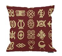 Adinkra, African Symbols,Africa,Wisdom Pillow Cover Cotton Linen Pillowcase Cushion Cover 45cm X 45cm