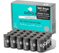 Adios Plastic - Compostable Dog Poo Bags, 360 Count (24 Rolls) - Leak-Resistant, Extra Thick, Odour Proof Dog Waste Bags - Made from Highest Rated EN13432 Certified Cornstarch - Slate Grey