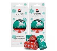 Adios Plastic - Compostable Dog Poop Bags, 120 Count (8 Rolls) - Christmas Colours - Extra Thick, Leakproof, Odour Proof Dog Waste Bags - Made from Compostable Cornstarch - Easy Tear Rolls