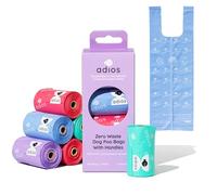 Adios Plastic - Compostable Dog Poop Bags with Handles, 120 Count (8 Rolls) - Rainbow Colours - Extra Thick, Leakproof, Odour Proof Dog Waste Bags - Made from Compostable Cornstarch - Easy Tear Rolls