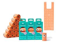 Adios Plastic - Compostable Dog Poop Bags with Handles, 360 Count (24 Rolls) - Coral Colour - Extra Thick, Leakproof, Odour Proof Dog Waste Bags - Made from Compostable Cornstarch - Easy Tear Rolls
