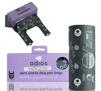Adios Plastic - Compostable Jumbo Dog Poop Bags with Handles, 360 Count (3 Jumbo Rolls) - Grey - Extra Thick, Leakproof, Odour Proof Dog Waste Bags - Made from Compostable Cornstarch - Easy Tear Rolls
