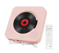 Adirigo Portable Desktop CD Player with Bluetooth - Kpop Music CD Player Build-in Double HiFi Speakers Multifunctional Wall-mounted CD players with Remote Control (Pink)