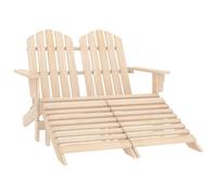 Adirondack 2-Seater Chair & Ottomans Solid Fir Wood White 119.5x147.5x89.5cm 2pc