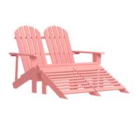 Adirondack Chair 2-Seater Pink Solid Fir Wood 147.5x119.5x89.5 cm with ottomans