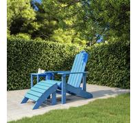 Adirondack Chair Aqua Blue HDPE 73x83x92cm Outdoor Weatherproof with Footstool.