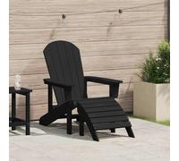 Adirondack Chair Black HDPE 82x74x92cm Modern Garden Recliner with Footrest Seat