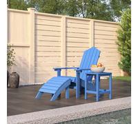 Adirondack chair HDPE Aqua Blue with Footstool & Table 73x83x92cm steel frame XL