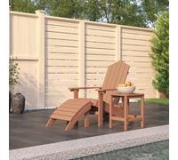 Adirondack Chair HDPE Brown 73x83x92cm with Footstool & Table Steel Weatherproof