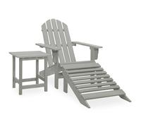 Adirondack Chair Set Grey Solid Fir Wood 69.5x147.5x89.5cm with Ottoman tables