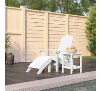 Adirondack Chair Set White HDPE + Steel 73x83x92cm with Footstool & Side Table.