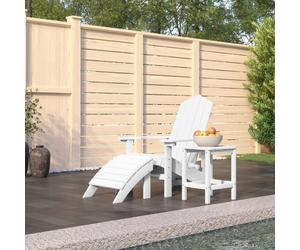 Adirondack Chair Set White HDPE + Steel 73x83x92cm with Footstool & Side Table.