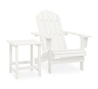 Adirondack Chair & Side Table White Solid Fir Wood Ergonomic 69.5x86.5x89.5cm