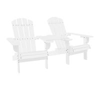 Adirondack Chair Solid Fir Wood White 165.5x85.5x89cm Outdoor Patio w/Tea Tables