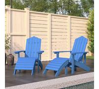 Adirondack Chairs 2pc Aqua Blue HDPE With Footstools 73x83x92cm Weatherproof Set