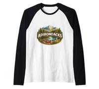 Adirondack Mountains New York Souvenir Camping Hiking Lover Raglan Baseball Tee