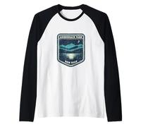 Adirondack Park New York Mountain Lake Camping Hiking Nature Raglan Baseball Tee