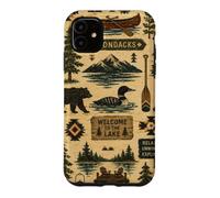 Adirondacks Cabin Life Primitive Folk Art Pattern Case for iPhone 11