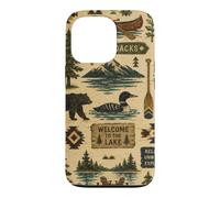 Adirondacks Cabin Life Primitive Folk Art Pattern Case for iPhone 13 Pro
