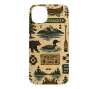 Adirondacks Cabin Life Primitive Folk Art Pattern Case for iPhone 14 Plus