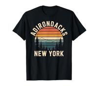 Adirondacks New York Retro Sunset Travel Souvenir T-Shirt