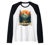 Adirondacks NY Hiking Mountains Nature Lovers Design Raglan Baseball Tee