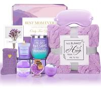 Adisher Christmas Gifts for Mom from Daughter Son - Relaxing Spa Set with Lavender for Women, Luxury Personal Care Basket for Mom, Christmas, Thanksgiving Day, Birthday, Mother's Day