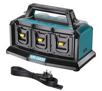 Adisipsoarin Super Battery Charger for Makita 18v lxt Battery, 6-Ports Simultaneous Rapid Charger Station Compatible with Malita 18v Li-Ion Battery and Tools DC18SF Chargers