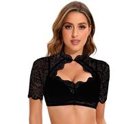 Adisno Dirndl Blouse,Oktoberfest Blouse,Oktoberfest Blouse Women,Sexy Lace,Black,10