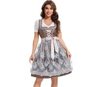 Adisno Oktoberfest Outfit Women, October Festival Costume Women, Dirndl,Oktoberfest Dress,Brown,16