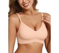 Adisputent Bras for Women Non Wired Seamless Wireless Push Up Bra Soft Comfort Support T Shirt Bra Ladies Padded Zero Feel Bralette (Warm Beige,L)