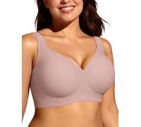 Adisputent Seamless Jelly Bras for Women Wireless Push Up Bra Plus Size Full Coverage Non Wired Support Bra Comfort Padded T Shirt Everyday Bralettes (Dusty Rose,3XL)