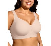Adisputent Seamless Jelly Bras for Women Wireless Push Up Bra Plus Size Full Coverage Non Wired Support Bra Comfort Padded T Shirt Everyday Bralettes (Cream Nude,XXL)