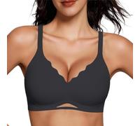 Adisputent Wireless Jelly Bra Push Up Seamless Gel Bras for Women Scalloped Support T Shirt Bra Non Wired Full Coverage Comfort Everyday Bralettes (Black,S)