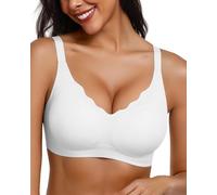 Adisputent Wireless Jelly Bras for Women Seamless Non Wired Gel Push Up Bra Comfort Support Full Coverage Bralettes Scalloped Padded T Shirt Bra (White,3XL)