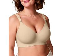 Adisputent Women's Seamless Bra Jelly Wireless Push Up Bra Soft Full Coverage Support Bras Non Wired Padded Comfort T Shirt Bralettes (Semolina,M)