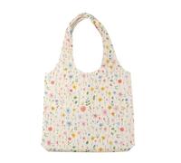 AdiStylinno Canvas Tote Bag, Large Capacity Tote Bag for Women with Zipper Pocket, Floral Patterns Shopping Shoulder Bags, Off-white, 60*41*0.5cm/23.62*16.14*0.19 in