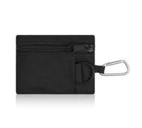 AdiStylinno Coin Purse for Men Women, Unisex Nylon Outdoor Tactical Small Coin Pouch with Zipper, Portable Mini Change Purse Money Pouch with Keyring and Carabiner (Black)