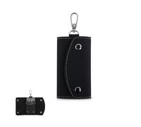 AdiStylinno Key Holder Wallet, Waterproof Leather Key Bag Holder Portable Multifunctional Key Case Holder Organizer with Buckle Hooks and Key Ring Unisex Wallet Keychain Bag (B, Black)
