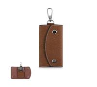 AdiStylinno Key Holder Wallet, Waterproof Leather Key Bag Holder Portable Multifunctional Key Case Holder Organizer with Buckle Hooks and Key Ring Unisex Wallet Keychain Bag (B, Brown)
