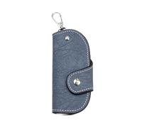 AdiStylinno Key Holder Wallet, Waterproof Leather Key Bag Holder Portable Multifunctional Key Case Holder Organizer with Buckle Hooks and Key Ring Unisex Wallet Keychain Bag (A, Dark Blue)
