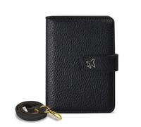 AdiStylinno Passport Holder, RFID Blocking Passport Cover Case with Neck Strap and Card Holder, Soft PU Leather Travel Documents Organizer Wallet for Men Women (Black)