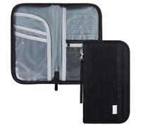 AdiStylinno Passport Holder, RFID Passport Holder for Travel with Wrist Strap, Portable Waterproof Travel Document Holder for Passports Boarding Passes Cash Credit Cards, Black, 25.2 x 13.8 x 1.5 cm