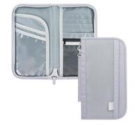 AdiStylinno Passport Holder Travel Wallet, RFID Blocking Travel Document Holder Organiser with Wrist Strap, Waterproof Family Passport Wallet for Passports Boarding Passes Cash Cards (Grey)