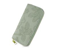 AdiStylinno Women's Purse with Floral Embossing Large PU Leather Purse with Coin Purse Large Capacity Wallet with Multi-Card Slots and Mobile Phone Compartment, Green, 19.0 × 9.5 × 2.5 cm, Modern
